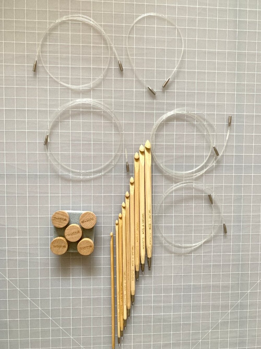 Clover Takumi Bamboo Interchangeable Tunisian Crochet Hook Set